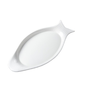 Ensemble d'assiettes de table en porcelaine, vaisselle irrégulière en forme de <span class=keywords><strong>poisson</strong></span>, assiettes et assiettes de table en céramique de 14 pouces 2 pièces - Product Image 1