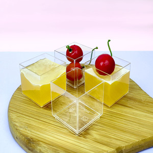 Vasos de postre pequeños desechables transparentes de 60ml, caja de plástico de nueve rejillas cuadradas <span class=keywords><strong>para</strong></span> Mousse, pudín, yogur, grado alimenticio personalizado - Product Image 1