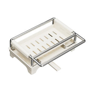 Cesta de almacenamiento cuadrada de acero inoxidable para fregadero, montada en la pared, para paños de cocina, esponjas y cepillos, tamaño L - Product Image 1