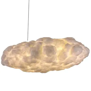 Creative Warm Romantic Stairwell Pendant Lamp For Living Room LED Clouds Lighting Fixture Silk Cotton Floating Cloud Chandeliers