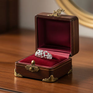 Anillo de Diamantes Naturales Reales Vintage de Oro Blanco Sólido de 18K con Diseño de Flores Elegantes de Alta Calidad y Muy Popular para Regalo de Mujer - Product Image 2