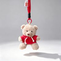 Porte-clés ours en peluche mignon de dessin animé, breloque ours en peluche 3D avec capuche, pendentif animal en peluche doux, décoration de sac à dos, cadeau pour ami