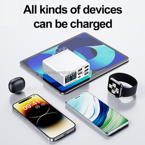 Station de charge <span class=keywords><strong>USB</strong></span> 6 ports LCD 40W, chargeur rapide pour smartphones QC2.0 QC3.0 5V/1A 5V/2.4A, hub <span class=keywords><strong>USB</strong></span> électrique pour plusieurs appareils - Product Image 5