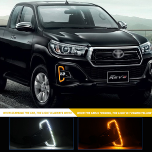 ไฟเดย์ไลท์ LED ด้าน<span class=keywords><strong>หน้า</strong></span>แบบใหม่ 2 ชิ้น พร้อมไฟเลี้ยวสีเหลือง สำหรับ<span class=keywords><strong>รถ</strong></span>ยนต์โตโยต้า ไฮลักซ์ รีโว่ ร็อคโค่ ปี 2017 2018 2019 - Product Image 4