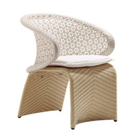 Ensemble de salle à manger de luxe d'extérieur en corde PE tressée, cadre en aluminium de 1,5 mm d'épaisseur, coussins imperméables, dossier bas/haut, table d'appoint café