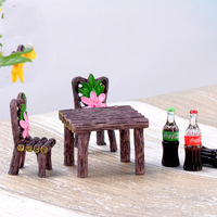 Mini table et 2 chaises en résine, accessoires pour maison de poupée, figurines miniatures pour jardin féerique