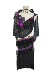 Robe <span class=keywords><strong>de</strong></span> compétition <span class=keywords><strong>de</strong></span> danse latine VENNY avec jupe à franges en diamant, robe professionnelle pour examen <span class=keywords><strong>artistique</strong></span>, sur mesure en spandex/coton - Product Image 6