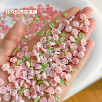 Breloques pour ongles en résine rose rouge, perles 3D de tailles variées, 30 pièces, décorations d'ongles de qualité supérieure, composants d'embellissement DIY