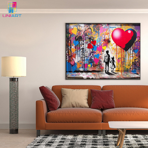 Cuadro moderno UNIART corazón niños <span class=keywords><strong>Banksy</strong></span> arte callejero y cuadro <span class=keywords><strong>de</strong></span> pared impresión moderna decoración <span class=keywords><strong>de</strong></span> dormitorio carteles <span class=keywords><strong>Banksy</strong></span> arte <span class=keywords><strong>de</strong></span> grafiti - Product Image 4