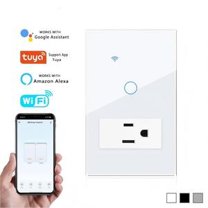 Interrupteur mural intelligent 1 voie 1 gang Wi-Fi avec ports USB et Type-C, commande vocale, design minimaliste, matériau PC, blanc, 10A 240V - Product Image 3