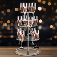 Support à vin en acrylique transparent sur 3 niveaux, présentoir de verres pour 12 tasses, tour de présentation de boissons pour mariage et fête
