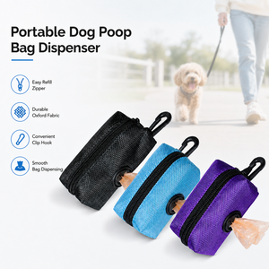 Dispenser Portatile per Sacchetti per Escrementi di Cane, Porta Sacchetti in Poliestere Impermeabile con Cerniera, Attacco per Guinzaglio, per Uso Esterno - Product Image 1
