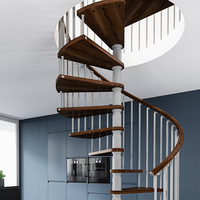 Rail d'escalier en spirale à pédale en bois, usine de shan