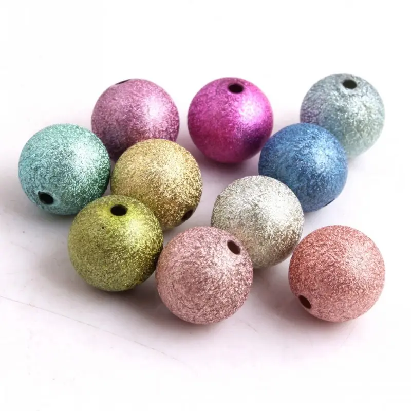 Fashion New Wholesale Colorful Acrylic Round Beads For Jewelry Making Shinny Chunky Wrinkle Beads