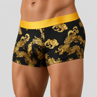 Lot de 4 boxers personnalisés pour hommes, motif Dragon Chinois Impérial, avec ceinture dorée brillante