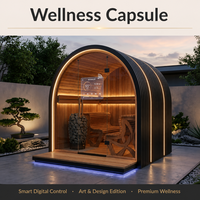 Cabina de Vapor de Madera para Spa Privado en Casa, con Control de Temperatura y Temporizador, Altavoz Bluetooth, Sauna Exterior Cuadrada