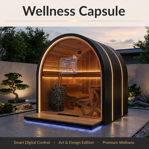 Cabine de sauna en bois pour la maison, avec contrôle de la température et du temps, haut-parleur Bluetooth, sauna extérieur en forme de cube carré - Product Image 1