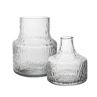 Ensemble de vases en verre soufflé à la main style nordique, gris fumé martelé, minimaliste, pour la maison et les mariages