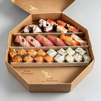Emballage de sushi en papier plié avec logo personnalisé, matériaux recyclés écologiques, boîte à emporter en carton blanc, emballage de sushi