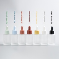 Flacon compte-gouttes en verre dépoli à épaule plate pour huiles essentielles, sérums et essences, 30ml 50ml, en stock, flacon de sous-conditionnement