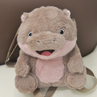 Mignonnes pantoufles en peluche en forme d'hippopotame rieur, modèle Moo Deng