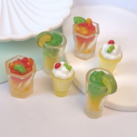 100Pcs Ornamen Miniatur Musim Panas Makanan Mini Resin Simulasi Minuman Jus Jeruk Model Mainan Minuman Aksesoris Rumah Boneka