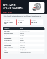 Conector Eléctrico Impermeable IP68 de 2 Pines Macho EC100-1102-101 para Iluminación LED de Calles