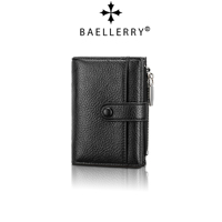 Dompet Mini Baellerry Slim dari Kulit PU Anti-RFID dengan Lapisan Poliester, Penutup Ritsleting, Desain Fashion, Tempat Kartu Kredit