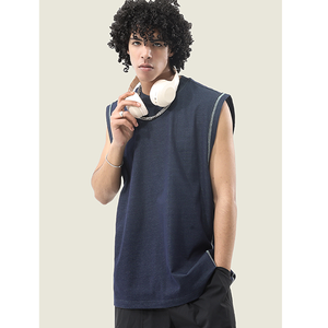 Chaleco antibacteriano de secado rápido personalizado para hombre, chaleco liso, ropa de calle, camisetas de algodón de peso pesado de 260gsm, chaleco de gran tamaño para hombre - Product Image 5