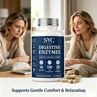 SYC BIO Formule d'enzymes digestives à base de plantes en capsules, 60 capsules, marque privée, OEM, ODM, prix d'usine, vente en gros