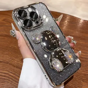 Custodia per telefono di lusso in cristallo Bling Bling Bear gradiente per <span class=keywords><strong>iPhone</strong></span> <span class=keywords><strong>13</strong></span> 14 15 <span class=keywords><strong>Pro</strong></span> <span class=keywords><strong>Max</strong></span> No ingiallimento custodia regalo Capa - Product Image 1