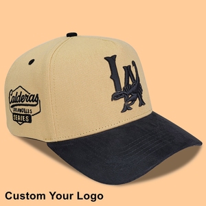 Casquette de baseball 5 panneaux en suède avec logo original, broderie 3D en velours côtelé, en coton pour homme, style A-Frame, en promotion - Product Image 1
