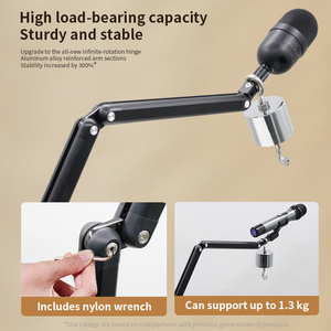 Brazo <span class=keywords><strong>de</strong></span> Micrófono Profesional con Resorte Interno Silencioso, Soporte <span class=keywords><strong>de</strong></span> Micrófono para <span class=keywords><strong>Estudio</strong></span> <span class=keywords><strong>de</strong></span> Podcast, Brazo <span class=keywords><strong>de</strong></span> Tijera Resistente para <span class=keywords><strong>Shure</strong></span> SM7B Blue Yeti - Product Image 2