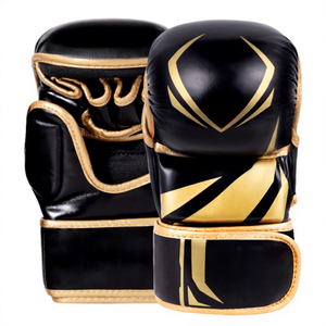 High Quality Cowhide Leather Sanda MMA Gloves Custom Brand Logo Printed Professional Grappling Sparring Training Hook Loop - Product Image 1