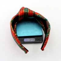 Vente en gros de perles personnalisées 2025 bandeau pour filles en cristal de Noël bandeau à grilles vertes et rouges avec nœud noué