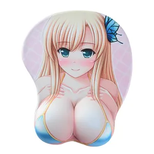 Custom CMYK Made in China gaming mouse mats 3D anime cartoon big girl boob mama gel de silicona del resto de mouse pad