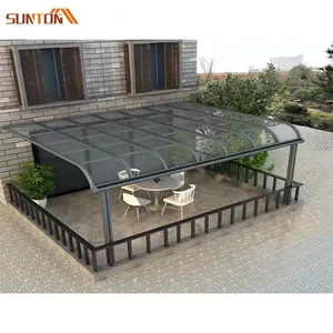Couverture imperméable personnalisée de pare-soleil en aluminium auvent de toit en polycarbonate courbé avec cadre en aluminium pour jardin balcon patio