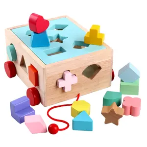 Bambini Giocattoli di Legno di Forma Tipo Forme Geometriche Building Blocks Matching Cognizione di Formazione Primi Giocattoli Educativi Per I Bambini