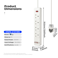 Multiprise UK 13A à 4 prises avec interrupteur principal marche/arrêt, rallonge de charge rapide 3 ports Type-C + 1 port USB-A, certifiée CE VDE