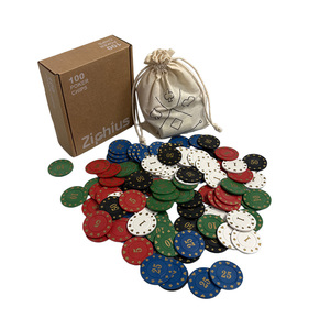 Set Chip 4g 100 buah dengan stiker nomor khusus untuk permainan Perjudian klub Poker kasino mahkota Las <span class=keywords><strong>Vegas</strong></span> kecil enam titik - Product Image 2