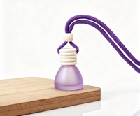 Nouveau design – Diffuseur de voiture suspendu en verre dépoli de 8 ml avec bouchon en bois pour huiles essentielles et parfums