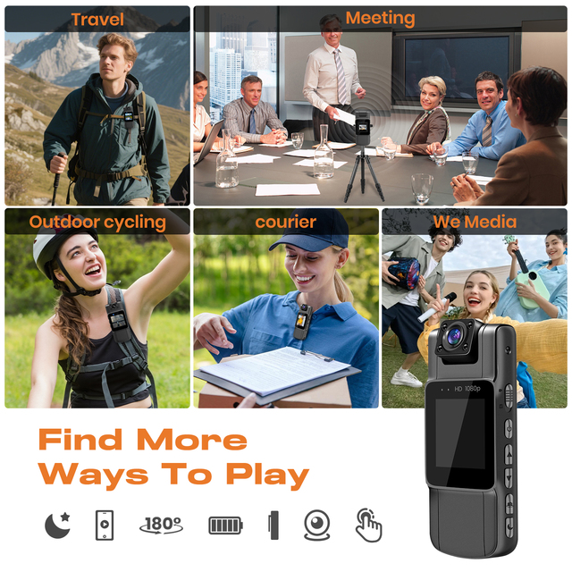 WiFi 1080P Mini Body Camera 1.5" Screen 7-hour High Definition Recording Portable 30fps Security Wearable Action Camera MicroSD