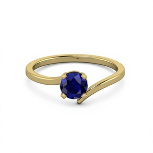 Bague Éternité Bypass pour Femme en Argent Sterling 925, Meilleure Vente, avec Saphir Bleu Hydro Vermeil 5mm, Sertissage à Griffes, Or Rose, Bagues Fines - Product Image 1