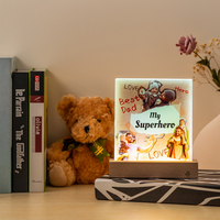 Nouvel arrivage Ébauches de sublimation pour bricolage Panneau photo en verre à base de bois avec base de led Cadre photo à led à sublimation