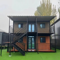 Casa Contenedor Expandible de Lujo de 2 Pisos, Villa Modular Prefabricada Moderna con Balcón y Escaleras para Vivienda Residencial