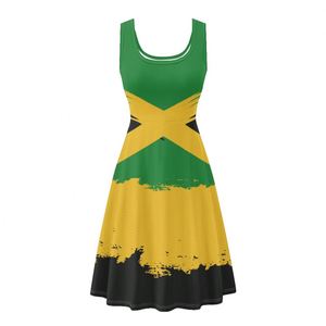 Custom Women Clothing Basic Summer Casual Dresses Elegant Vintage <strong>Jamaican</strong> Flag Design Pocket Short Tank <strong>Top</strong> Sexy A-Line Dresses - Product Image 1