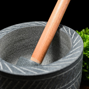 Stone Mortar And Pestle Hand Carved For Garlic Crushing Manual Grinding Kitchen Tool Durable Herb Spice Grinder - Product Image 4