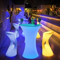 Table et chaises de bar lumineuses Tavolo Illumination, table de bar en plastique lumineuse pour les fêtes, ensemble de table à cocktails LED pour les événements