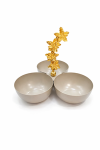 Bol à noix 3 compartiments avec poignée étoile beige pour hôtel de luxe, bol de service antique à prix de gros - Product Image 5