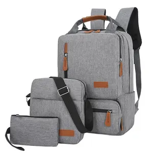 MU tas ransel Laptop 3 dalam 1 pria, tas komputer tahan lama, tas bahu bisnis luar ruangan Korea, tas sekolah tiga Set